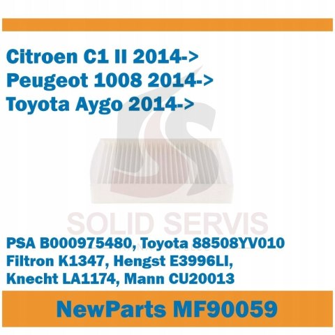 Filtr kabinowy MF90059 Citroen Peugeot Toyota zamiennik Filtron K1347