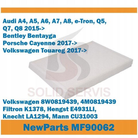 Filtr kabinowy MF90062 zamiennik Filtron K1378 Audi Porsche Volkswagen