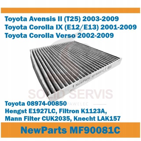 Filtr kabinowy MF90081C z węglem Avensis Corolla zamiennik K1123A