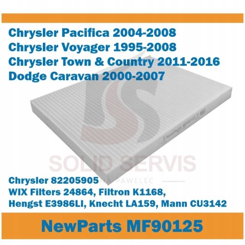 Filtr kabinowy MF90125 zam WIX 24864 Chrysler Pacifica Grand Voyager Carava