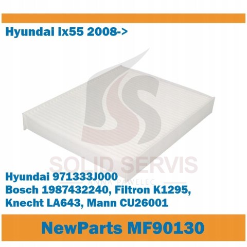 Filtr kabinowy MF90130 Hyundai ix55 zamiennik Filtron K1295