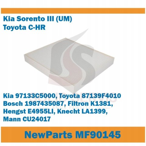 Filtr kabinowy MF90145 Kia Sorento III, Toyota C-HR zamiennik Filtron K1381