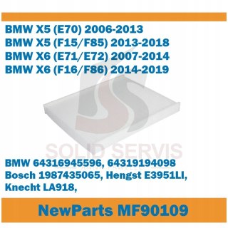 Filtr kabinowy obiegu zamkniętego MF90109 BMW X5 X6 Hengst E3951LI