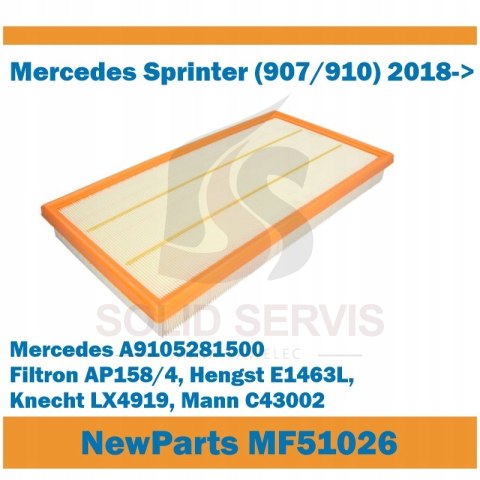 Filtr powietrza MF51026 Mercedes Sprinter 2018- zamiennik Filtron AP158/4