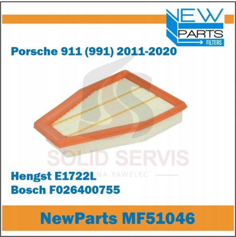 Filtr powietrza MF51046 Porsche 911 (991) zamiennik Hengst E1722L