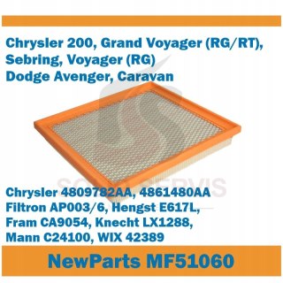 Filtr powietrza MF51060 Chrysler Dodge zamiennik Fram CA9054