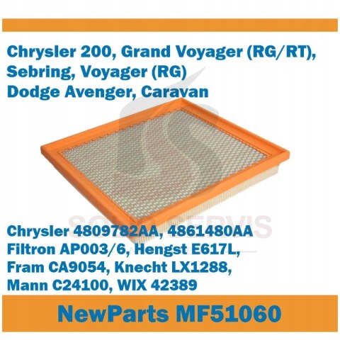 Filtr powietrza MF51060 Chrysler Dodge zamiennik Fram CA9054
