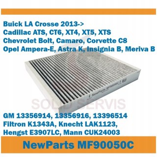 Filtr kabinowy MF90050C z węglem Buick Cadillac Chevrolet Opel zam. K1343A