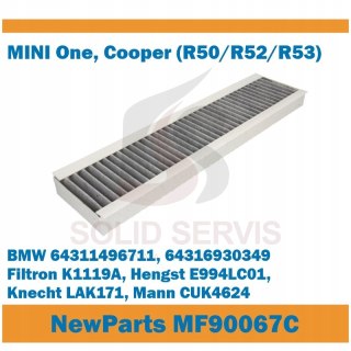 Filtr kabinowy MF90067C z węglem Mini Cooper One zamiennik K1119A