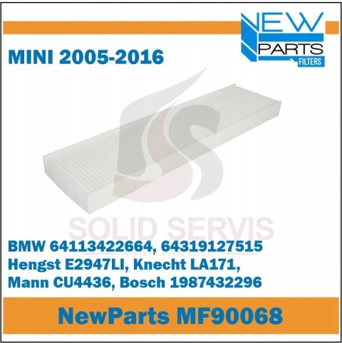 Filtr kabinowy MF90068 Mini 2005-2016 zamiennik Filtron K1239