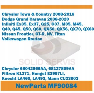 Filtr kabinowy MF90084 Chrysler Dodge Infiniti Nissan zamiennik WIX 24479