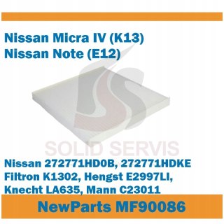 Filtr kabinowy MF90086 Nissan Micra, Note zamiennik Filtron K1302