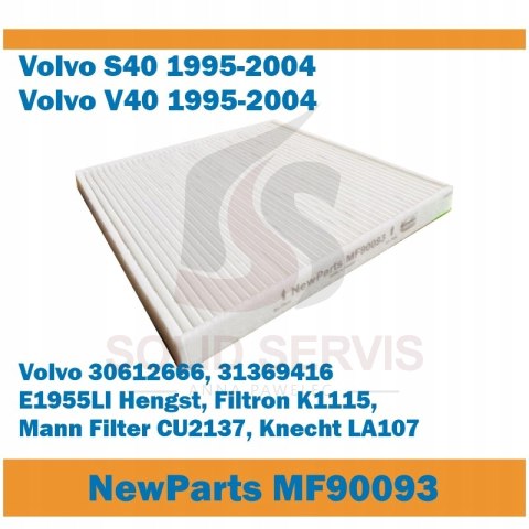 Filtr kabinowy MF90093 Volvo S40 V40 zamiennik Filtron K1115