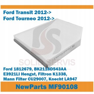Filtr kabinowy MF90108 Ford Tourneo Transit 2012- zamiennik Filtron K1338