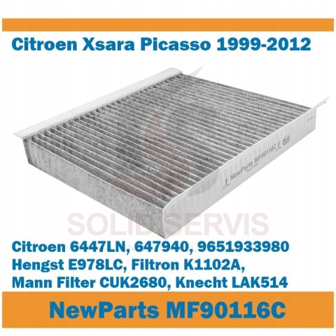 Filtr kabinowy MF90116C z węglem aktywnym Xsara Picasso zam Filtron K1102A