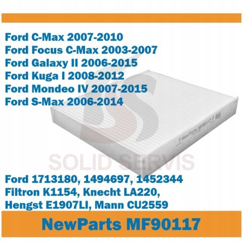 Filtr kabinowy MF90117 C-Max Kuga Mondeo S-Max zamiennik Filtron K1154