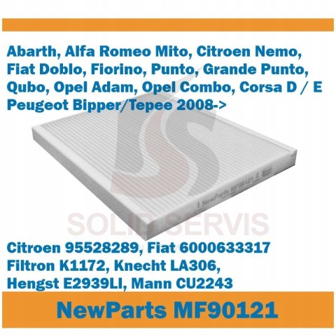 Filtr kabinowy MF90121 Fiat Opel Citroen Peugeot zamiennik Filtron K1172