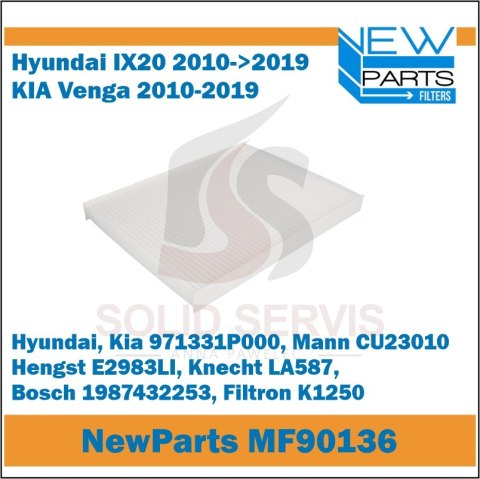 Filtr kabinowy MF90136 Hyundai IX20 Kia Venga zamiennik Filtron K1250