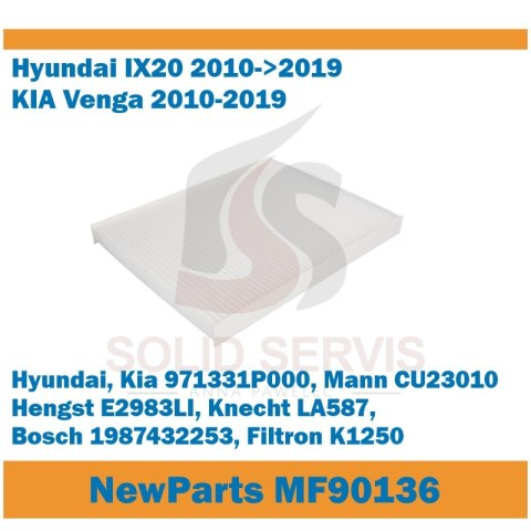 Filtr kabinowy MF90136 Hyundai IX20 Kia Venga zamiennik Filtron K1250