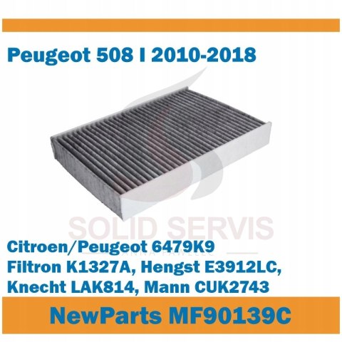 Filtr kabinowy MF90139C z węglem Peugeot 508 I zamiennik Filtron K1327A