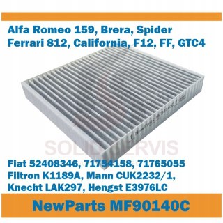 Filtr kabinowy MF90140C z węglem Alfa 159 Brera Spider Ferrari K1189A