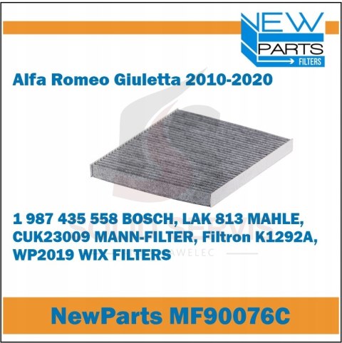 Filtr kabinowy z węglem MF90076C ALFA GIULIETTA zamiennik Filtron K1292A