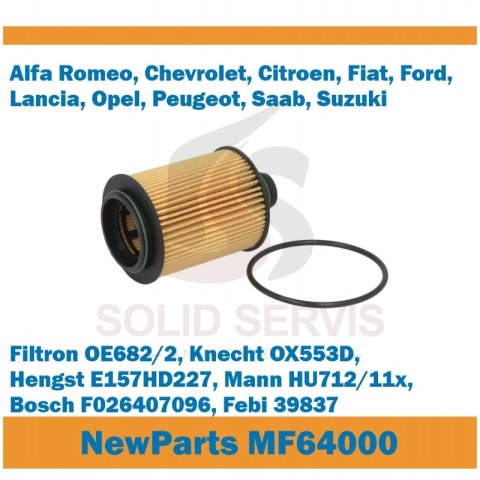 Filtr oleju samochodowy MF64000 zamiennik OE682/2 HU712/11x