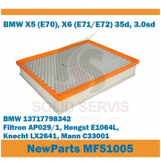 Filtr powietrza MF51005 BMW X5 X6 35d 3.0sd zamiennik Filtron AP029/1
