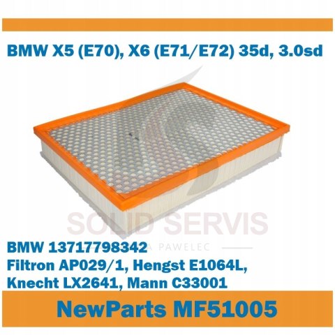 Filtr powietrza MF51005 BMW X5 X6 35d 3.0sd zamiennik Filtron AP029/1