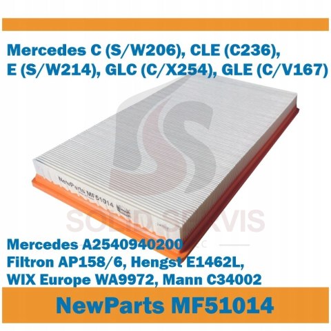 Filtr powietrza MF51014 zam Filtron AP158/6 Mercedes C CLE E GLC GLE 2021