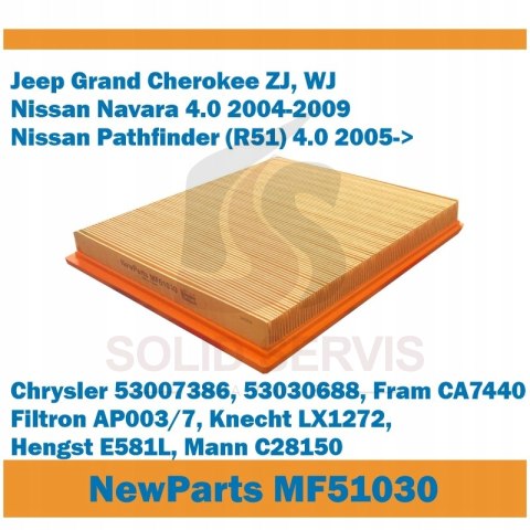 Filtr powietrza MF51030 Jeep Grand Cherokee ZJ WJ zamiennik Fram CA7440