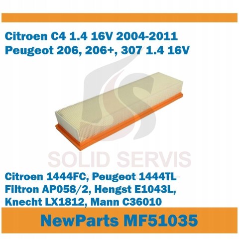Filtr powietrza MF51035 C4 206, 307 1.4 16V zamiennik Filtron AP058/2