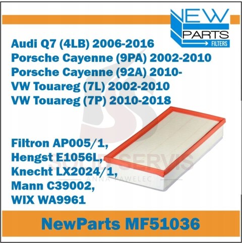 Filtr powietrza MF51036 Audi Q7 Porsche Cayenne zamiennik Hengst E1056L