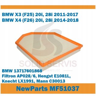 Filtr powietrza MF51037 BMW X3 X4 20i 28i zamiennik Filtron AP028/6