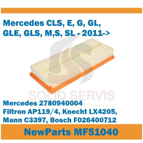 Filtr powietrza MF51040 CLS E G GL GLE GLS M S SL 11->zam Filtron AP119/4