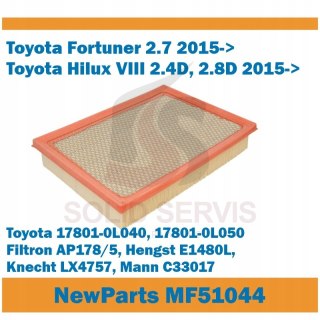 Filtr powietrza MF51044 Toyota Fortuner Hilux 2015-> zam Filtron AP178/5