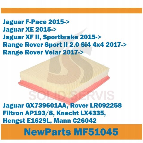 Filtr powietrza MF51045 Jaguar F-Pace, XE XF Range Rover Velar zam AP193/8
