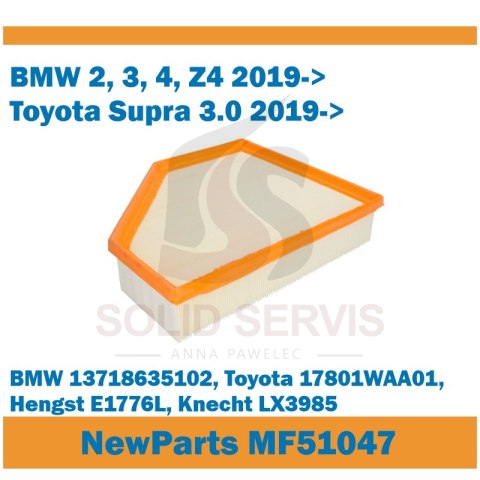 Filtr powietrza MF51047 BMW 2, 3, 4, Z4 Toyota Supra 3.0 2019> zam. E1776L