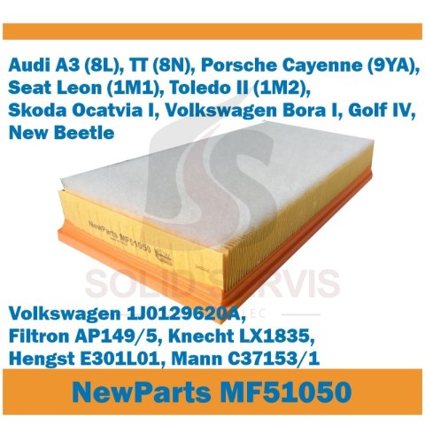 Filtr powietrza MF51050 Audi Porsche Seat Skoda VW zam. AP149/5 AP149/1