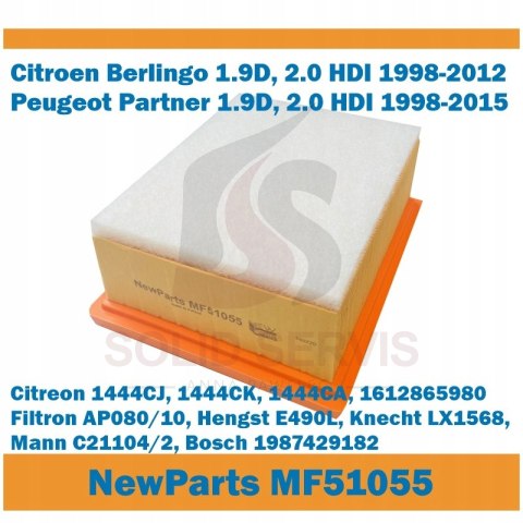 Filtr powietrza MF51055 Citroen Berlingo Peugeot Boxer 1.9D 2.0HDI AP080/10