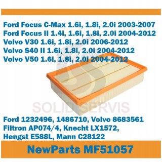 Filtr powietrza MF51057 Focus II C30 S40 V50 zamiennik Filtron AP074/4