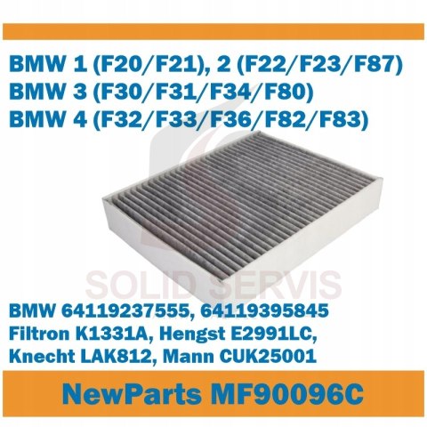 Filtr kabinowy MF90096C z węglem aktywnym BMW 1 2 3 4 zam Filtron K1331A