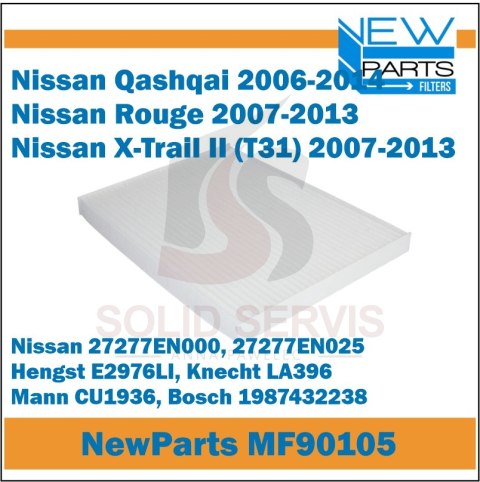 Filtr kabinowy MF90105 Nissan Qashqai Rouge X-Trail zamiennik K1255