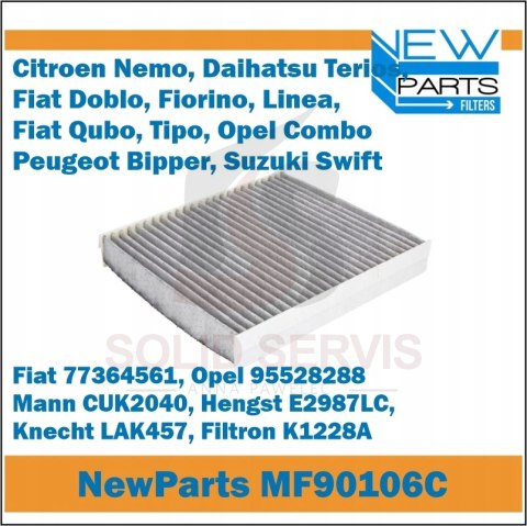 NewParts Filters MF90106C Filtr kabinowy Citroen Fiat Opel zamiennik K1228A